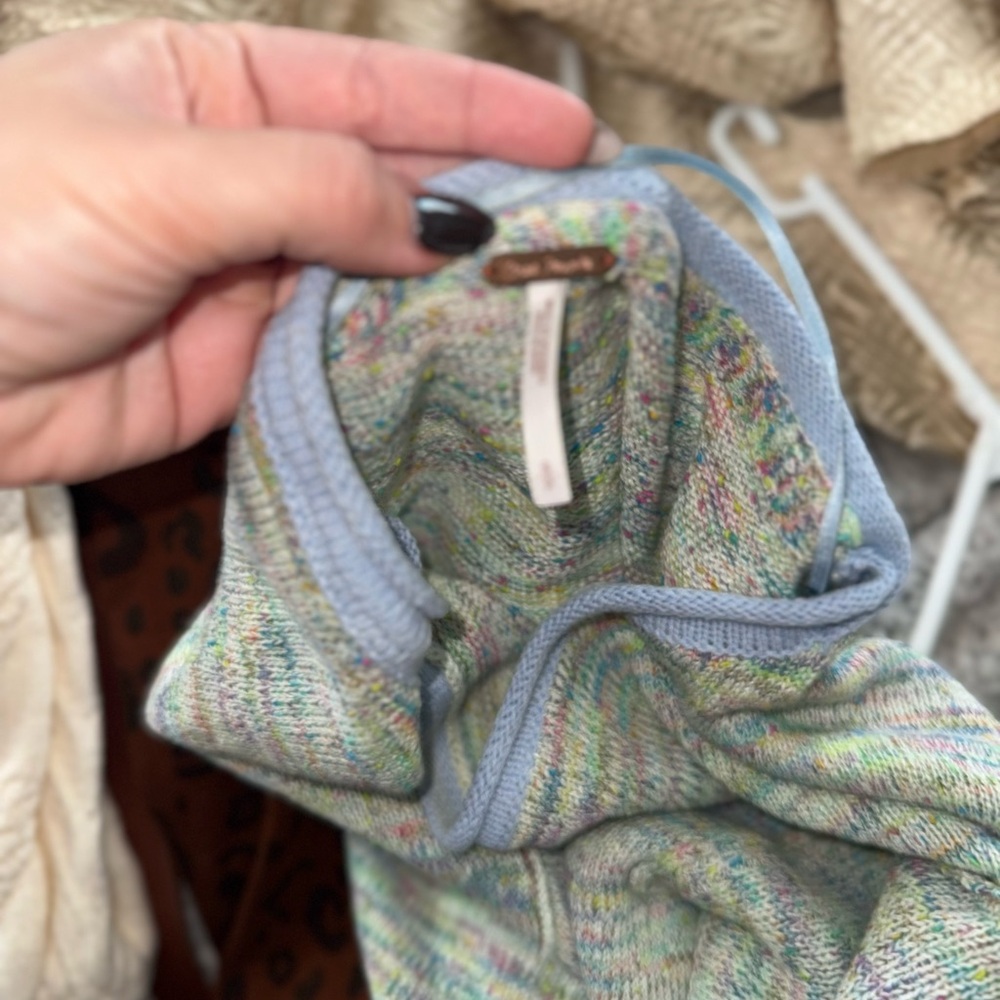 Free People Frayed Colorful Knit Sweater small - Picture 2 of 8